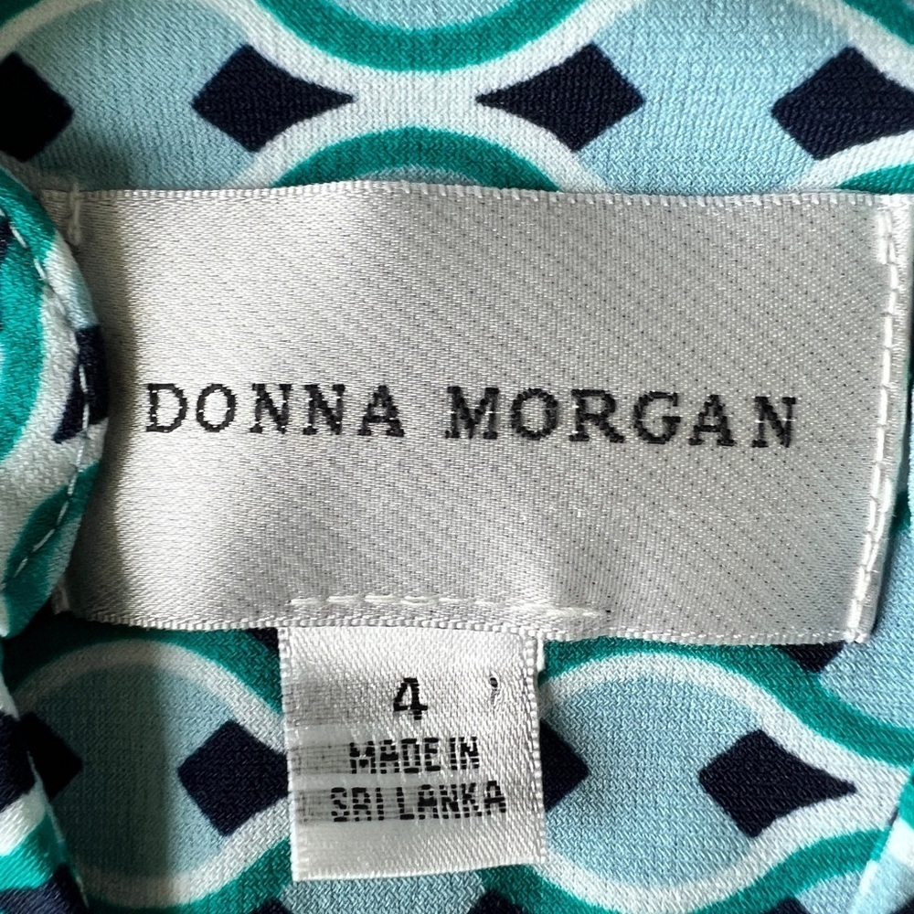 Donna Morgan Blue Patterned Midi Shirt Dress Resort Wear Swim Coverup Size 4 - Picture 2 of 13